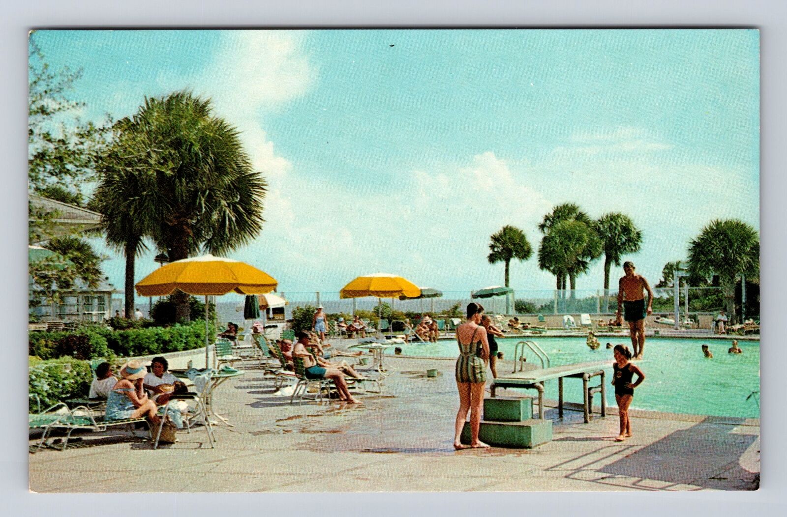 Sea Island GA-Georgia, The Beach Club Swimming Pool, Vintage c1960 Postcard