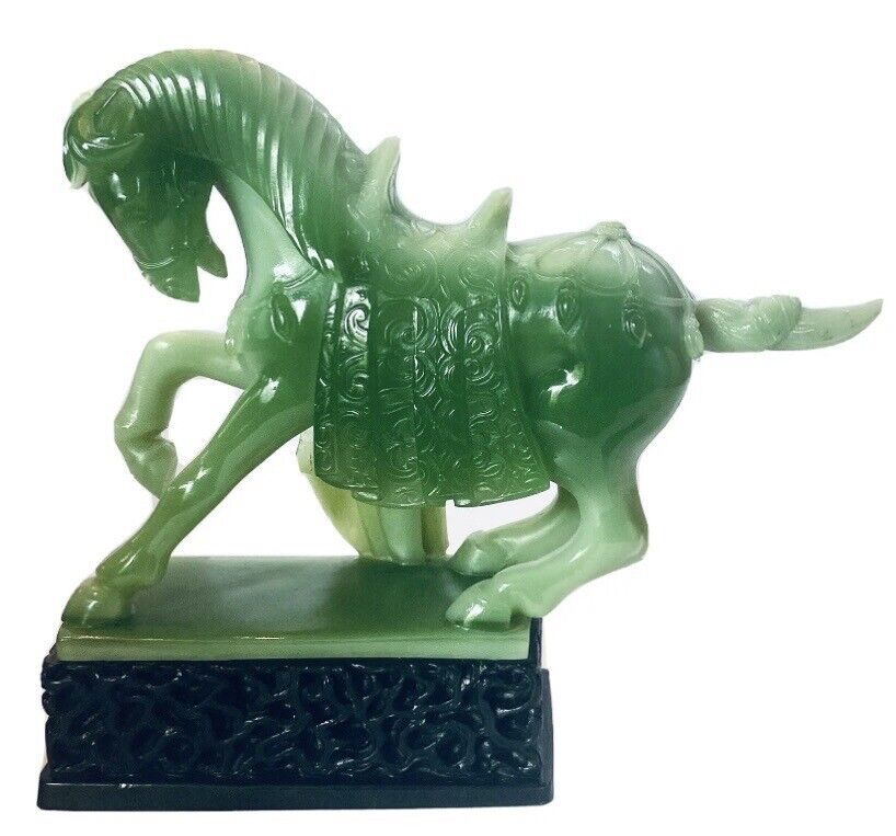 Vintage 1960s Gino Ruggeri Faux Green Jade Chinese War Horse Figurine WONY Italy