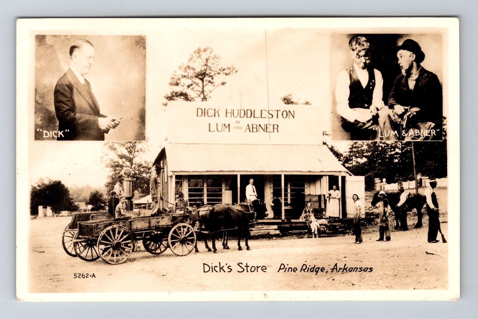 Pine Ridge AR, RPPC Dick Huddleston General Store, Real Photo Vintage Postcard