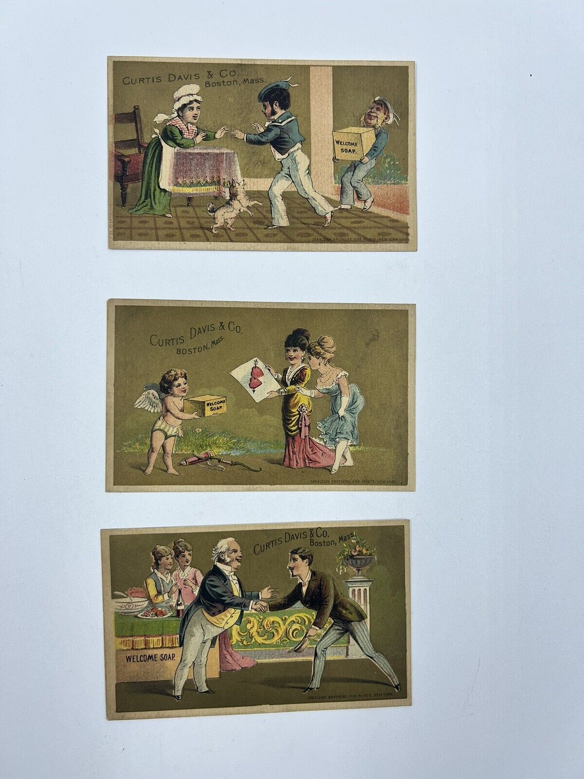Curtis Davis & Co. Victorian Era Trade Cards - 3 Card Lot