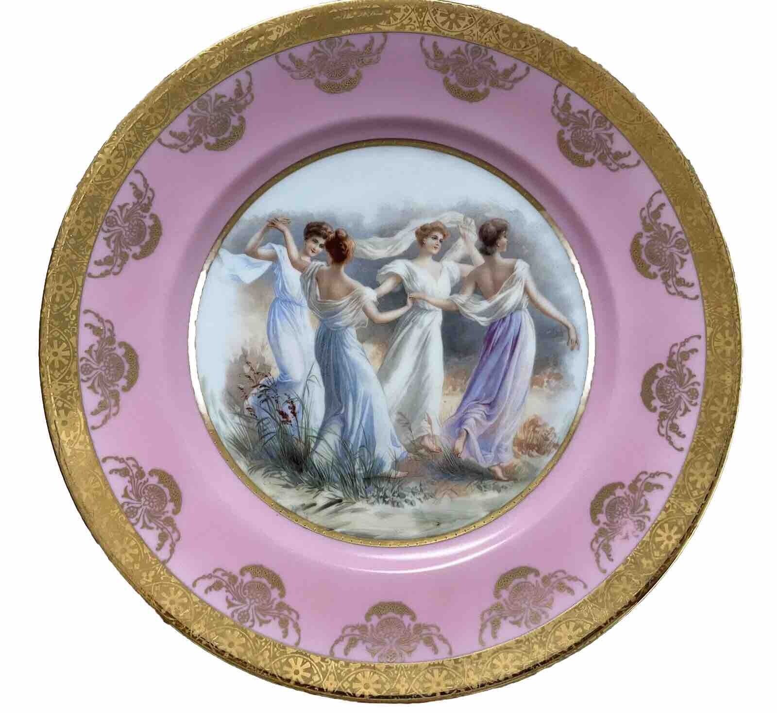 Vintage Four Dancing Muses - Decorative Plate, JKW Decor Stamped