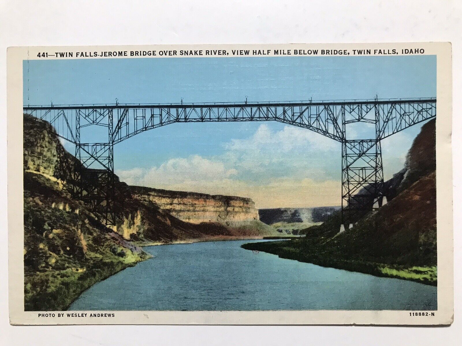 1940 Twin Falls Jerome Bridge Over Snake River Twin Falls Idaho Postcard