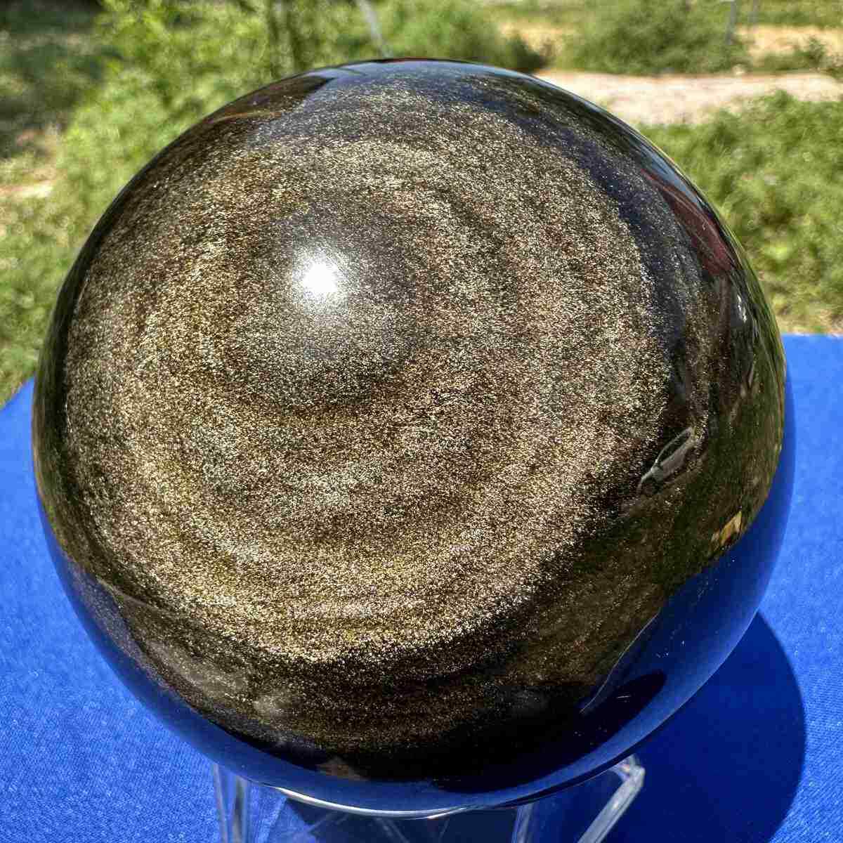 905g natural Gold obsidian sphere quartz crystal polished ball healingg