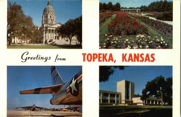 1970 Greetings From Topeka,KS Shawnee County Kansas Chrome Postcard 5C stamp