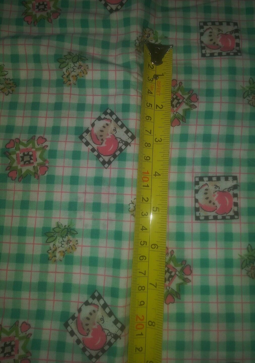 Dainty gingham fruit and flowers fabric material sewing 40x70 fabric material 