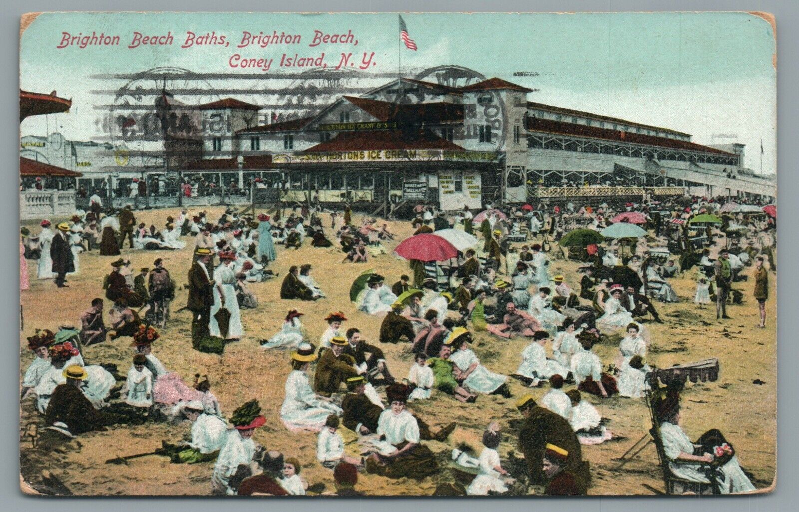 Brighton Beach Baths Brighton Beach Coney Island NY Vintage Postcard Posted 1910