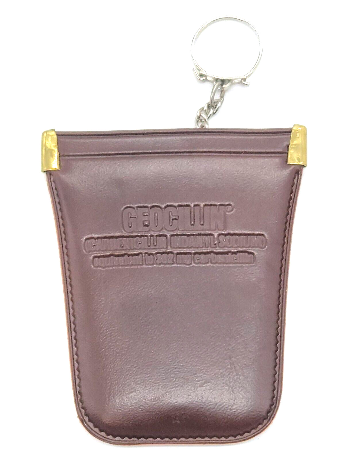 Brown Coin Purse Key Chain Pfizer GEOCILLIN Ad Advertisement  Faux Leather 