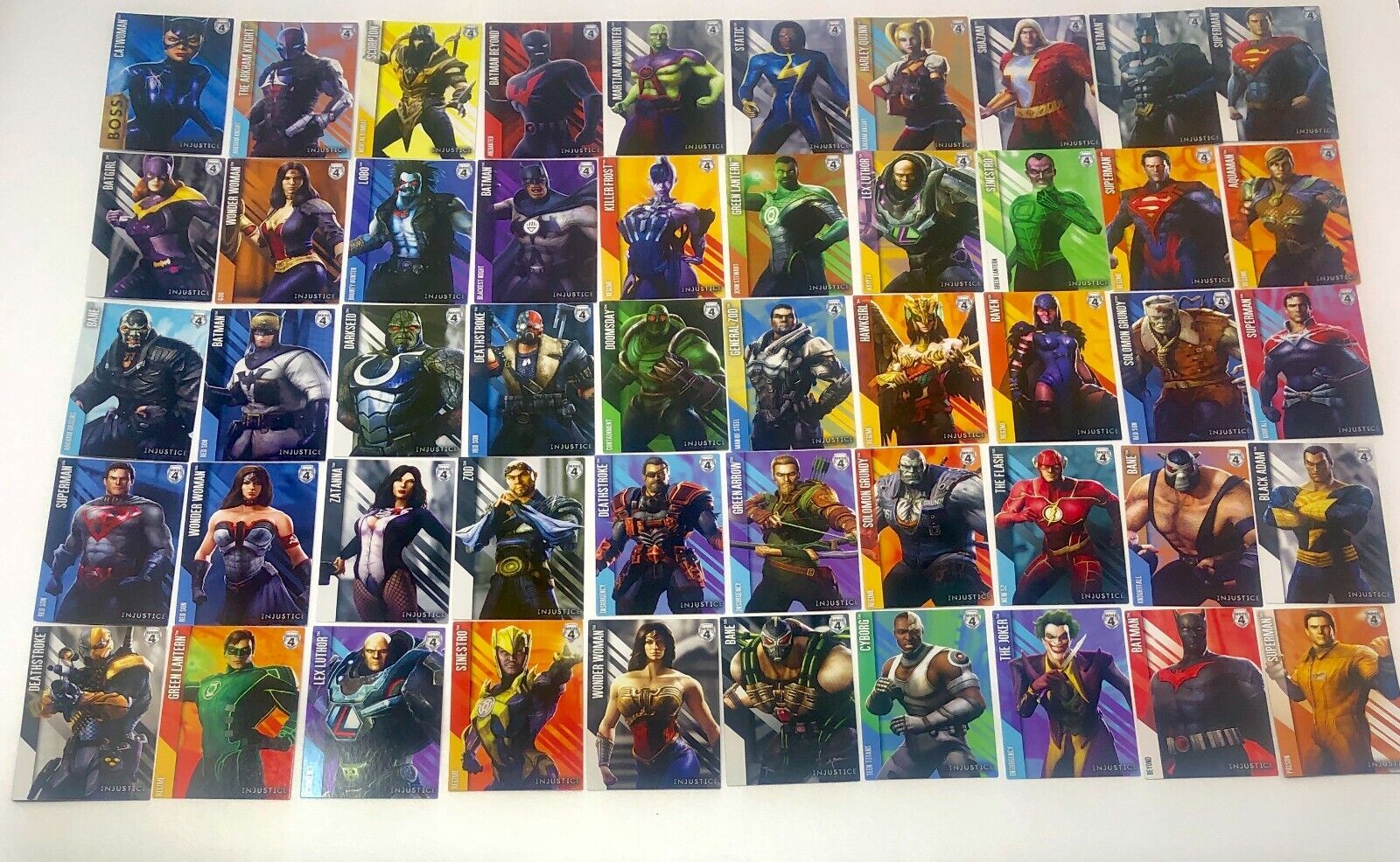 DC Injustice Cards: 50x lot w/Boss Non-Foil Series 4 Arcade Game
