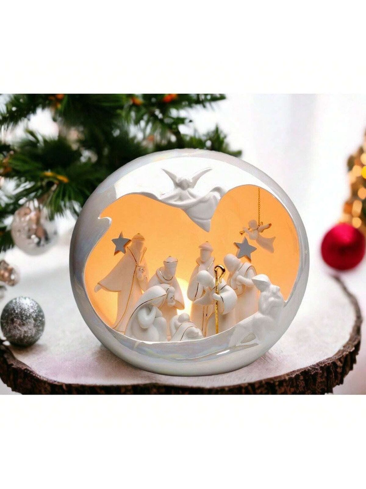 Kevinsgiftshoppe Ceramic Large Globe Nativity Scene Night Light Home Decorations