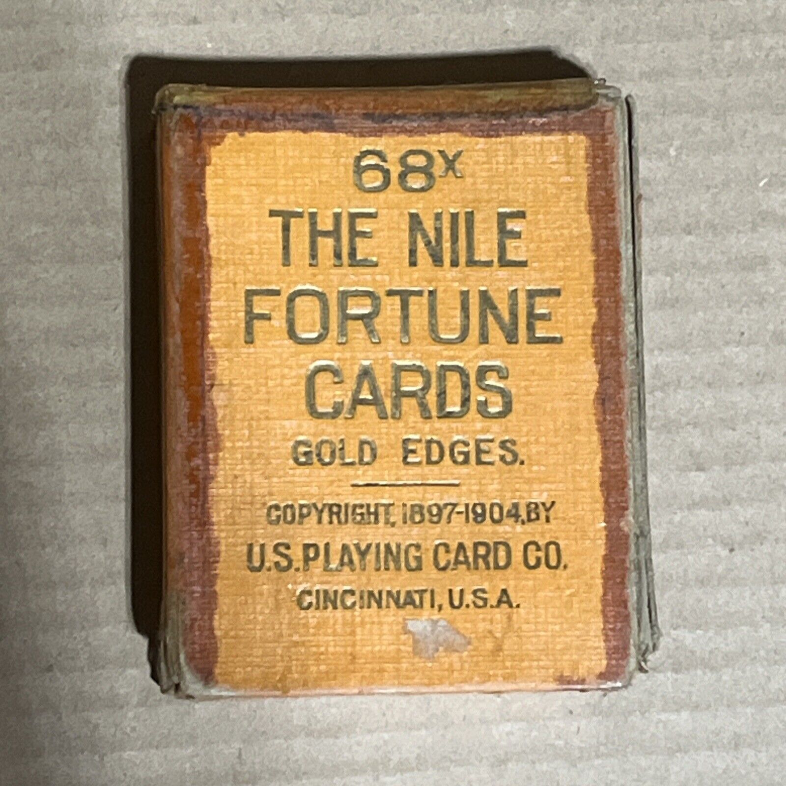 Vintage Orange 1897 68x The Nile Fortune Playing Cards Gold Edges Cincinnati OH