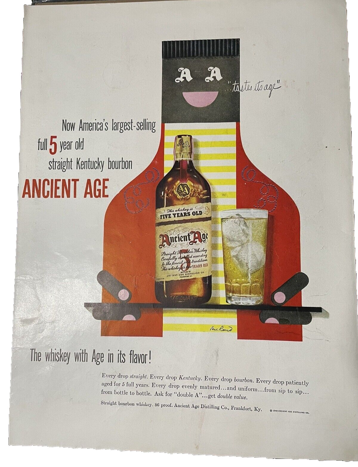 1949 Print Ad Ancient Age Kentucky Straight Bourbon Whiskey Frankfort KY Rand