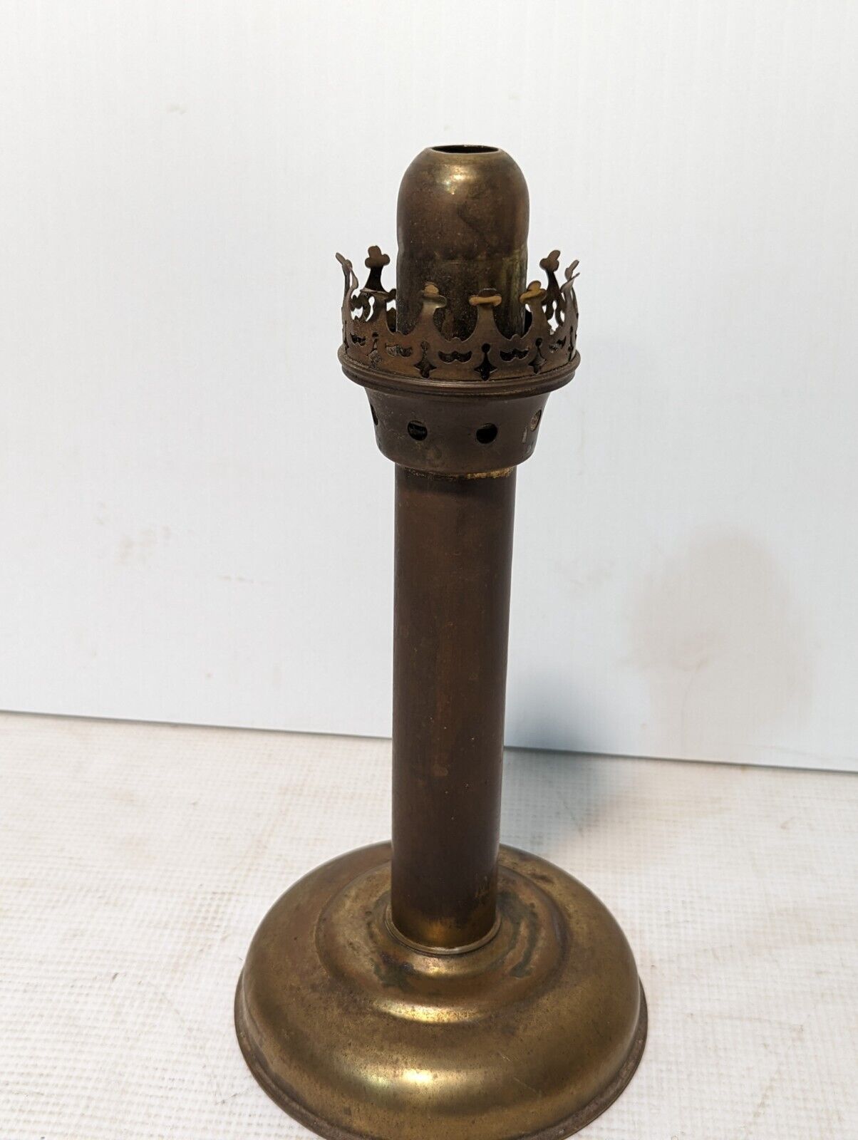 Vintage Brass Spring Loaded Push-up Candle Hurricane Lamp - 