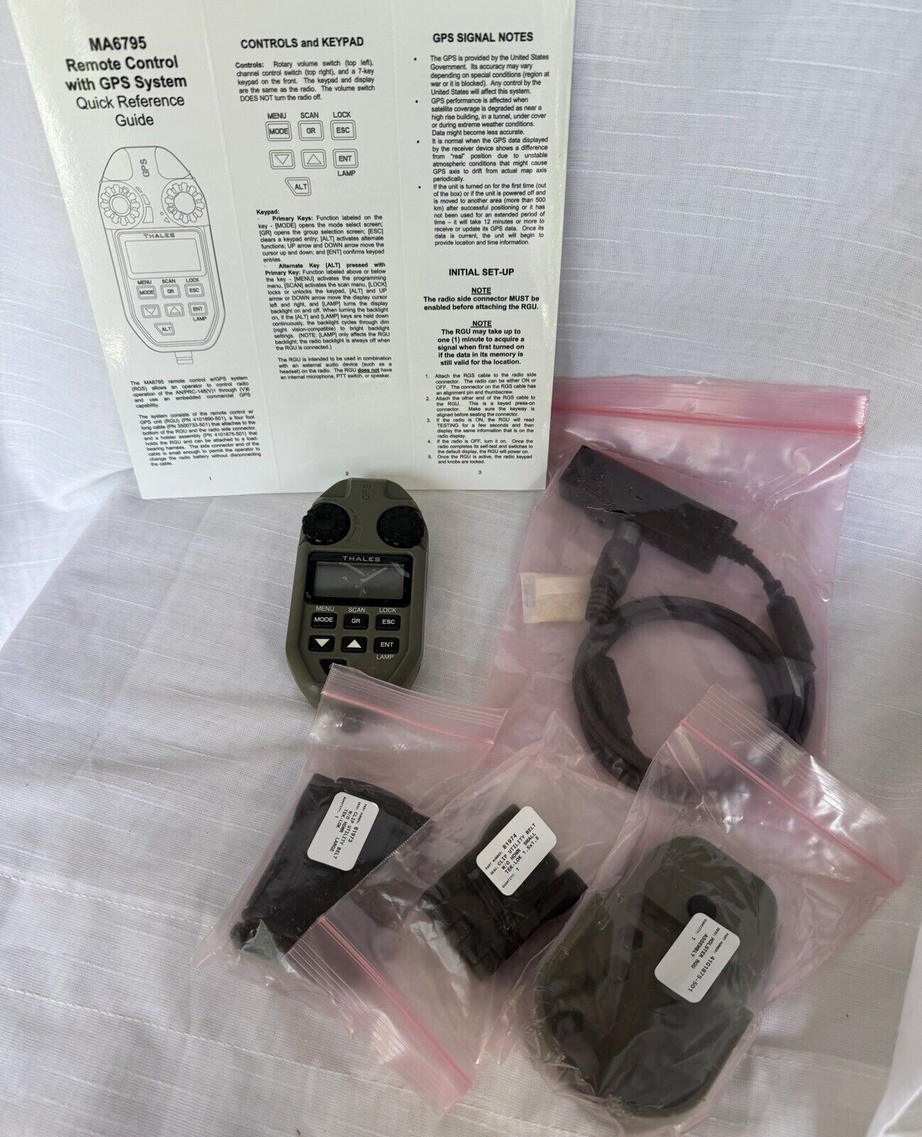 Thales MA6795 remote control with GPS system, Cable, Holster, Belt Clip, Guide