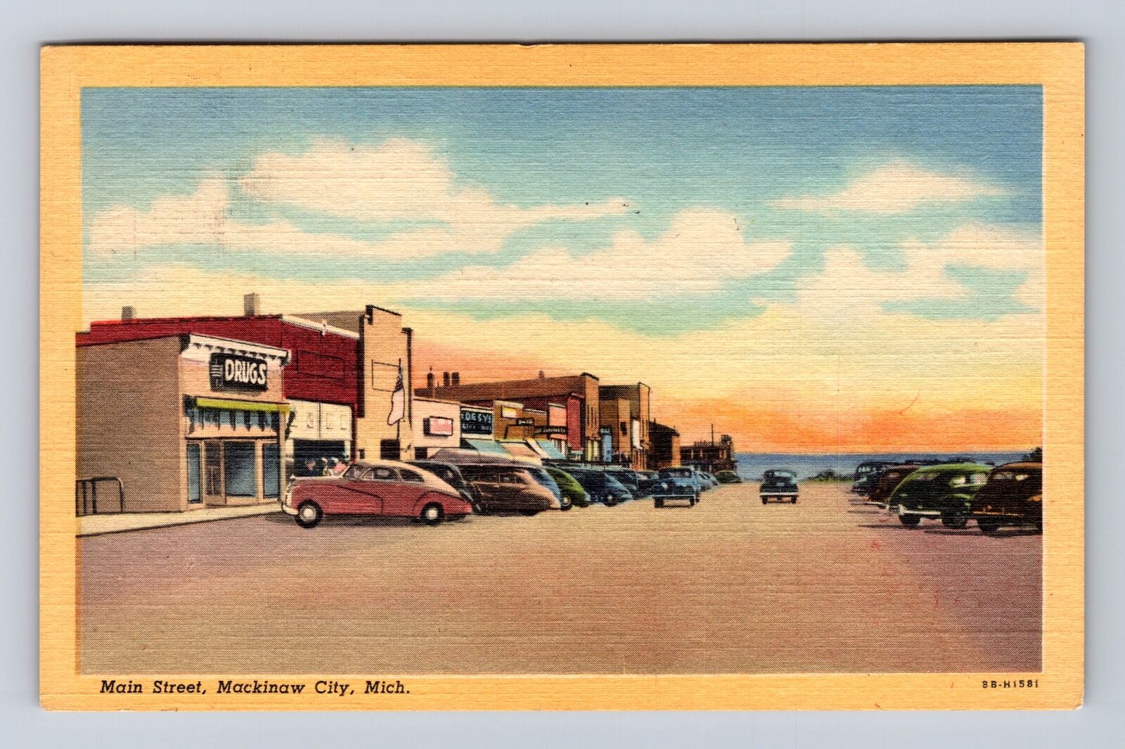 Mackinaw City MI-Michigan, Main Street, Drugstore, Vintage c1955 Postcard