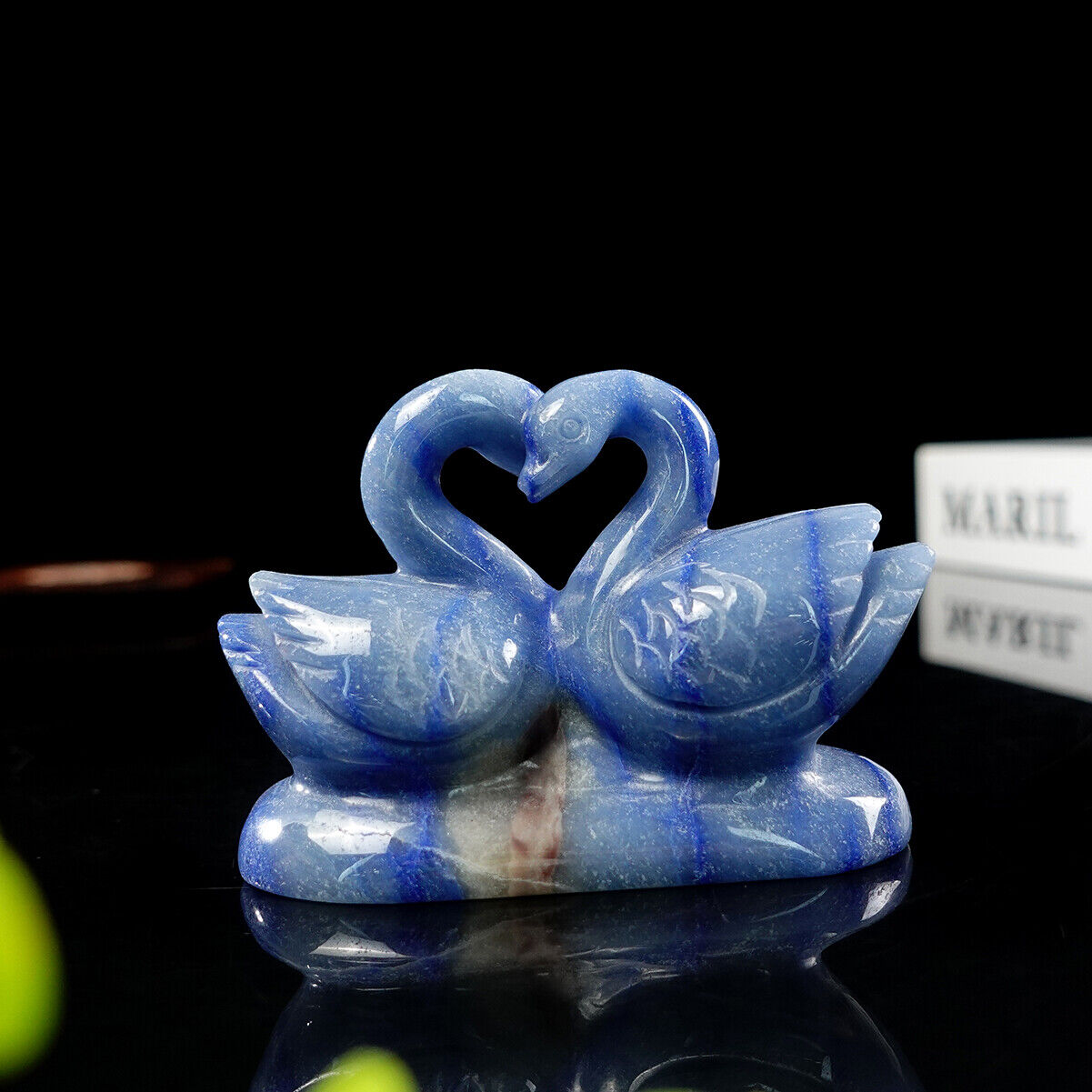 4'' Swans Goose Realistic Blue Aventurine Carved Crystal Reiki Healing Gift