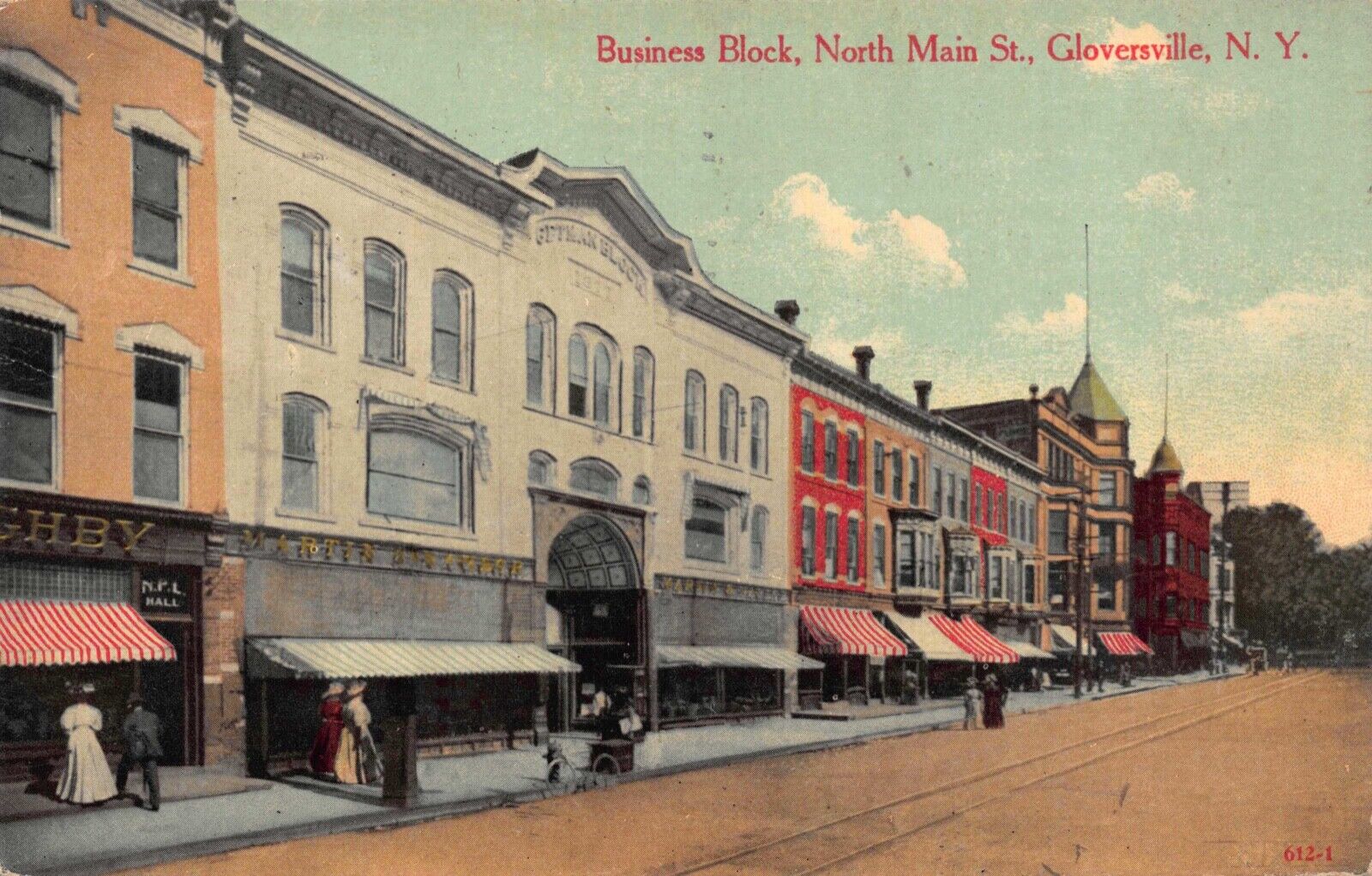 Postcard Business Block, North Main Street in Gloversville, New York~121631