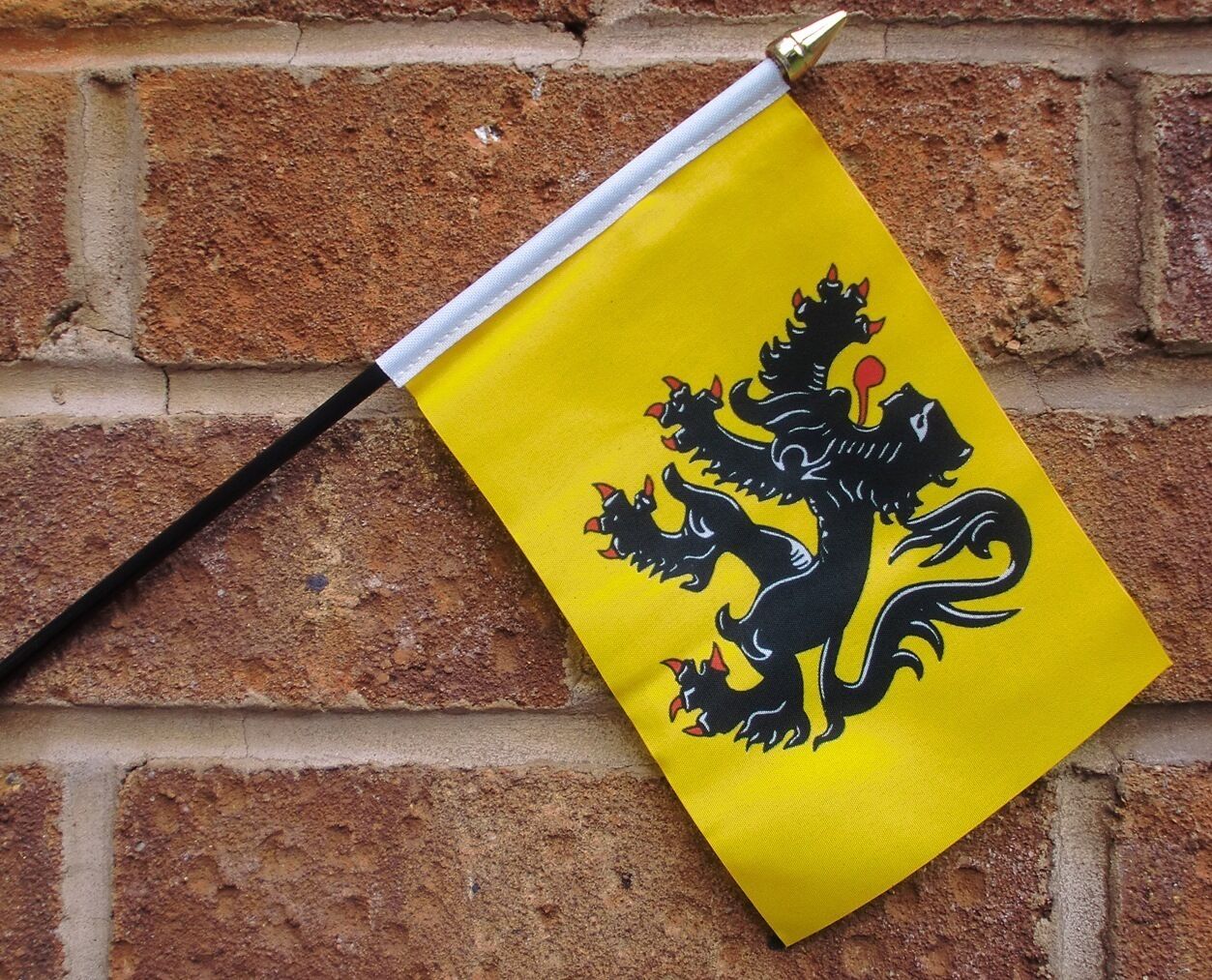 FLANDERS flag PACK OF TEN SMALL HAND WAVING FLAGS BELGIUM BELGIAN FLEMISH
