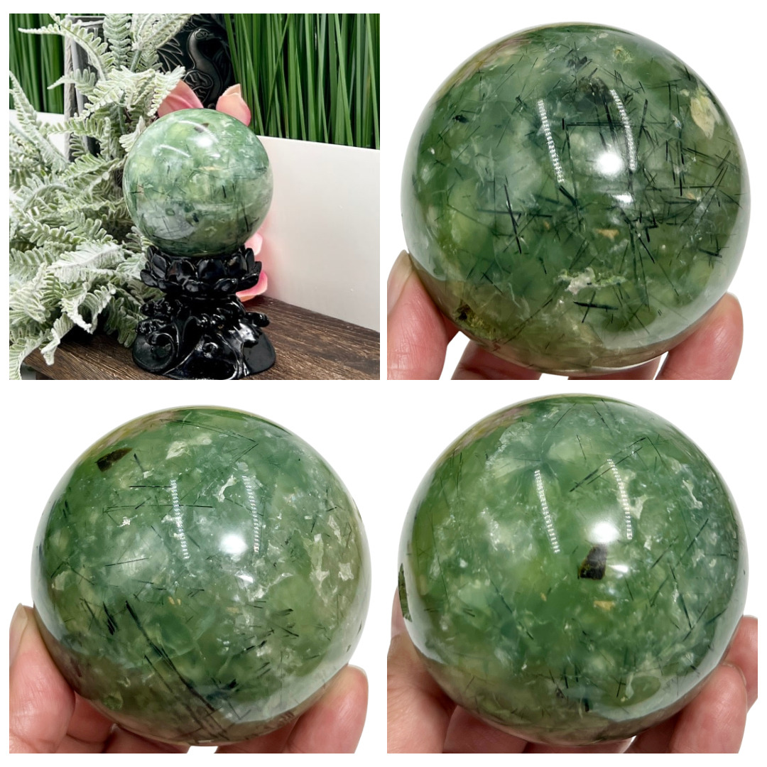 Prehnite with Epidote Sphere Healing Crystal Ball 648g 75mm