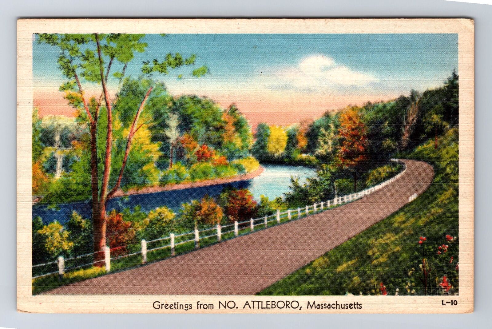 Attleboro MA- Massachusetts, General Greetings Road, Antique, Vintage Postcard