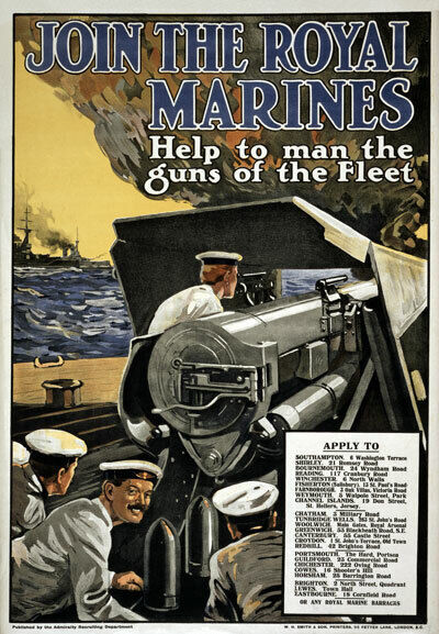 W98 Vintage WWI British Royal Marines War Recruitment Poster WW1 A1 A2 A3 