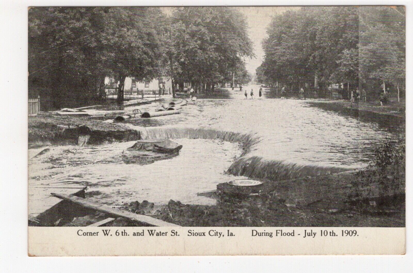 Sioux City IA Flood Vintage Photo Postcard July 1909 Disaster People Posted