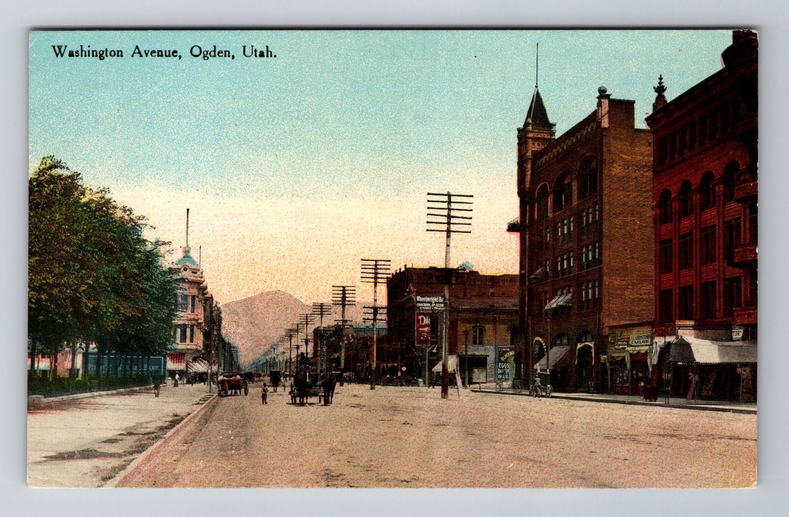 Ogden UT-Utah, Washington Avenue, Antique, Vintage Souvenir Postcard