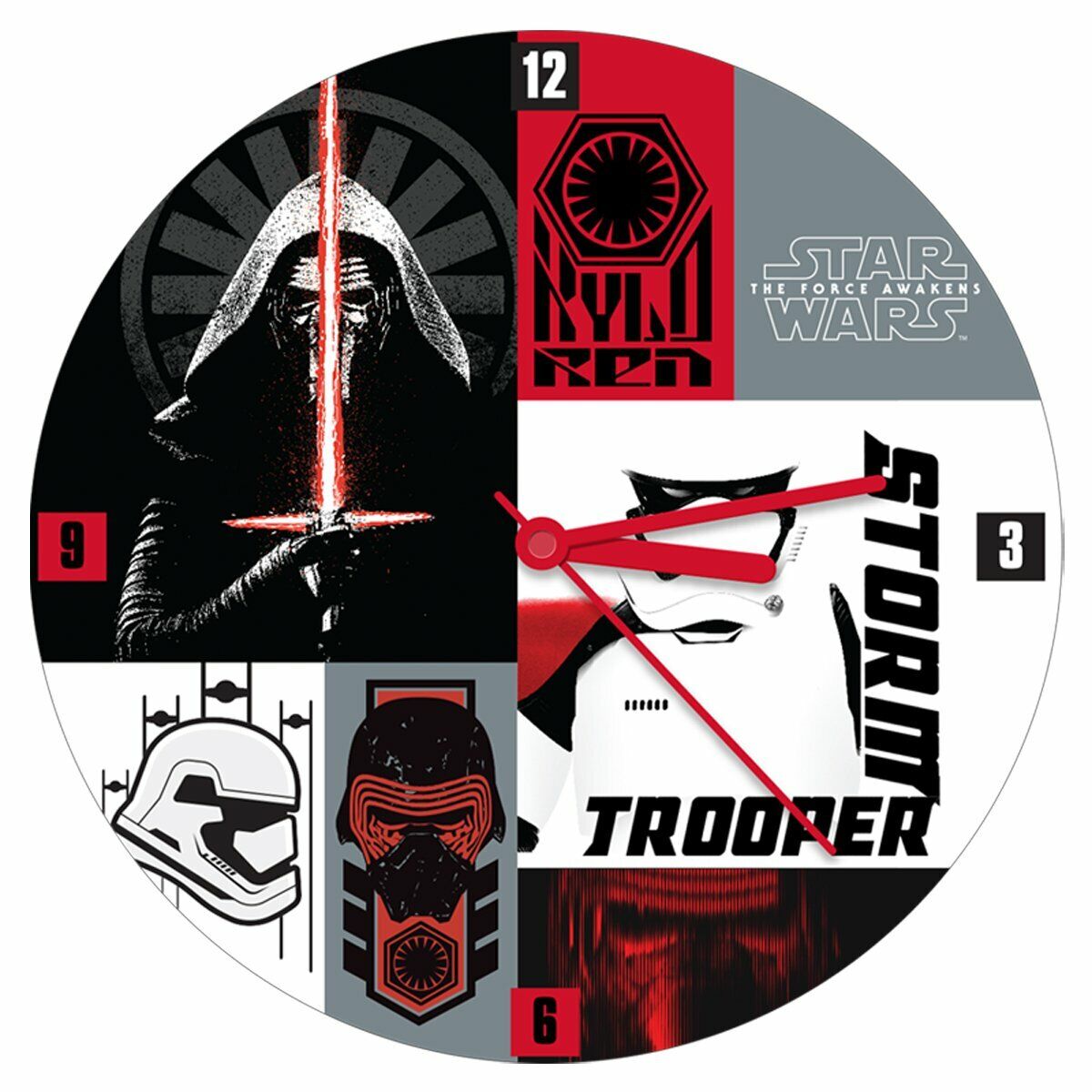 Star Wars Kylo Ren Storm Trooper Analog Wall Clock The Force Disney 13.5 Inch