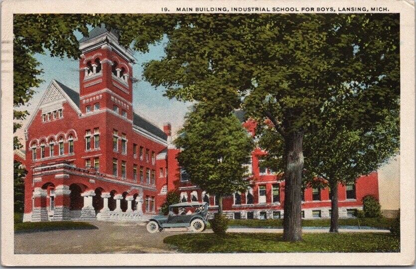 1920 LANSING, Michigan Postcard :Main Building, Industrial School for Boys\