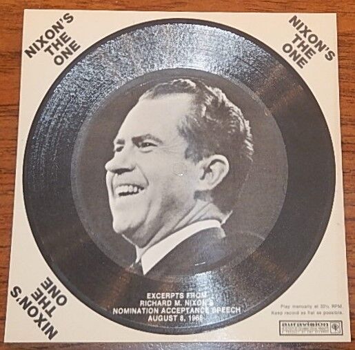 1968 NIXON'S THE ONE, NEW CARDBOARD RECORD, EXCERPTS FROM NOMINATION SPEECH