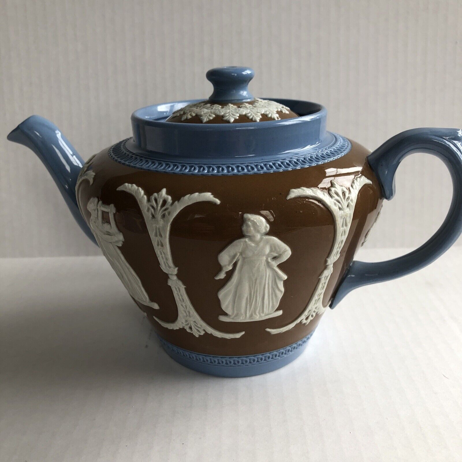 Antique English Dudson Hanley Wedgwood type Jasperware Tri-Color Teapot