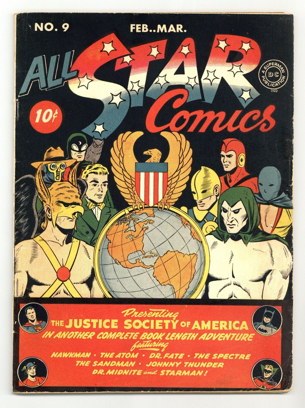 All Star Comics #9 VG+ 4.5 RESTORED 1942