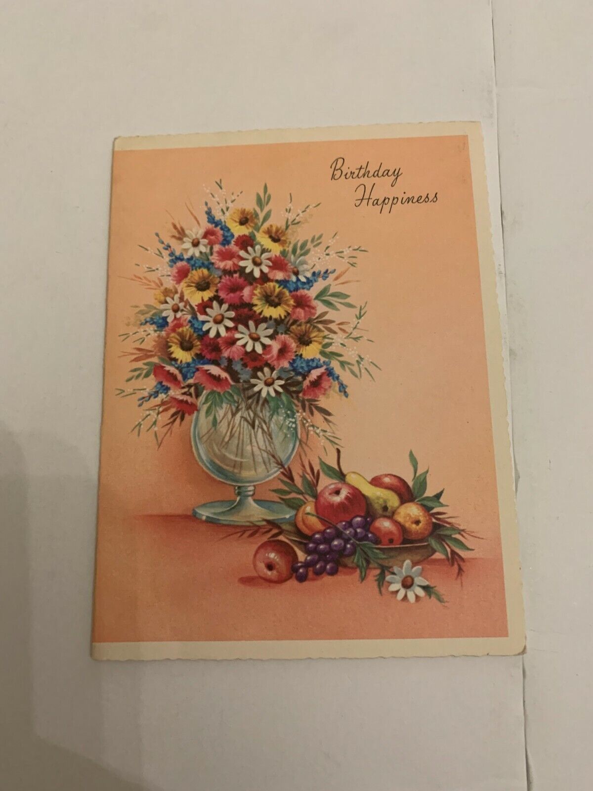 Vintage 1960's Birthday Happiness Birthday Greeting Card Flowers
