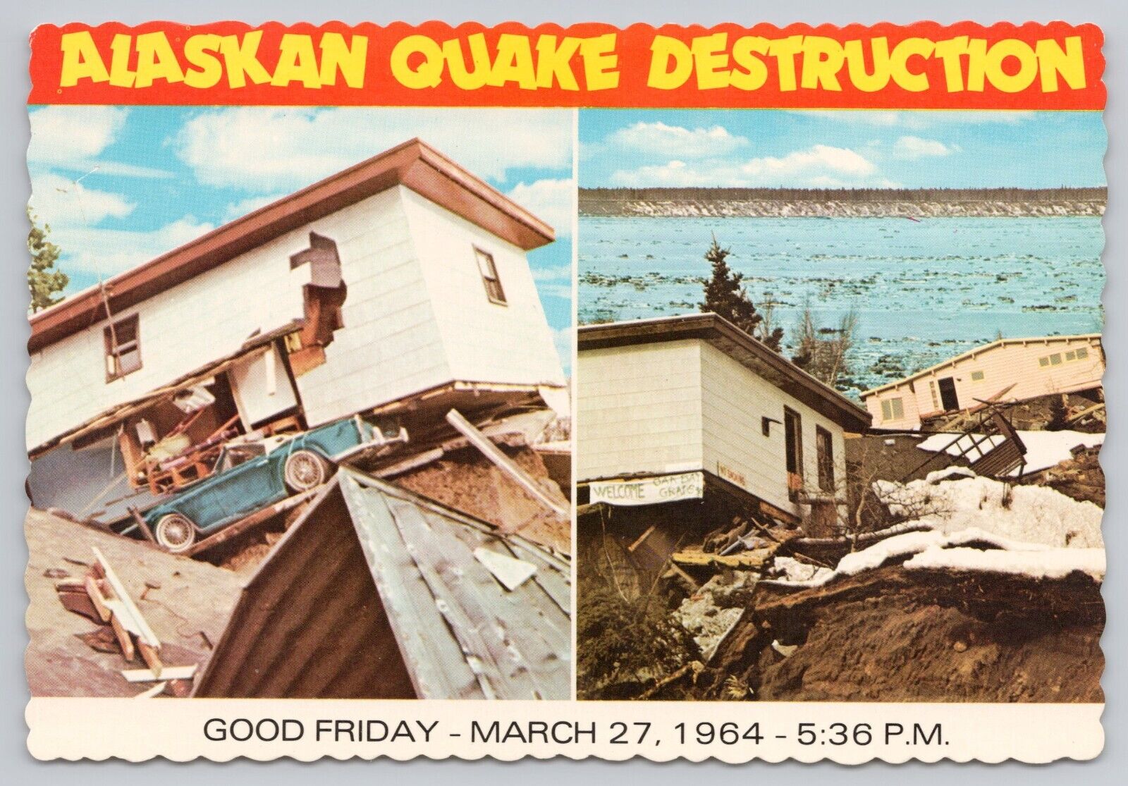 Anchorage Alaska, Good Friday March 27 1964 Earthquake Destruction, Vtg Postcard
