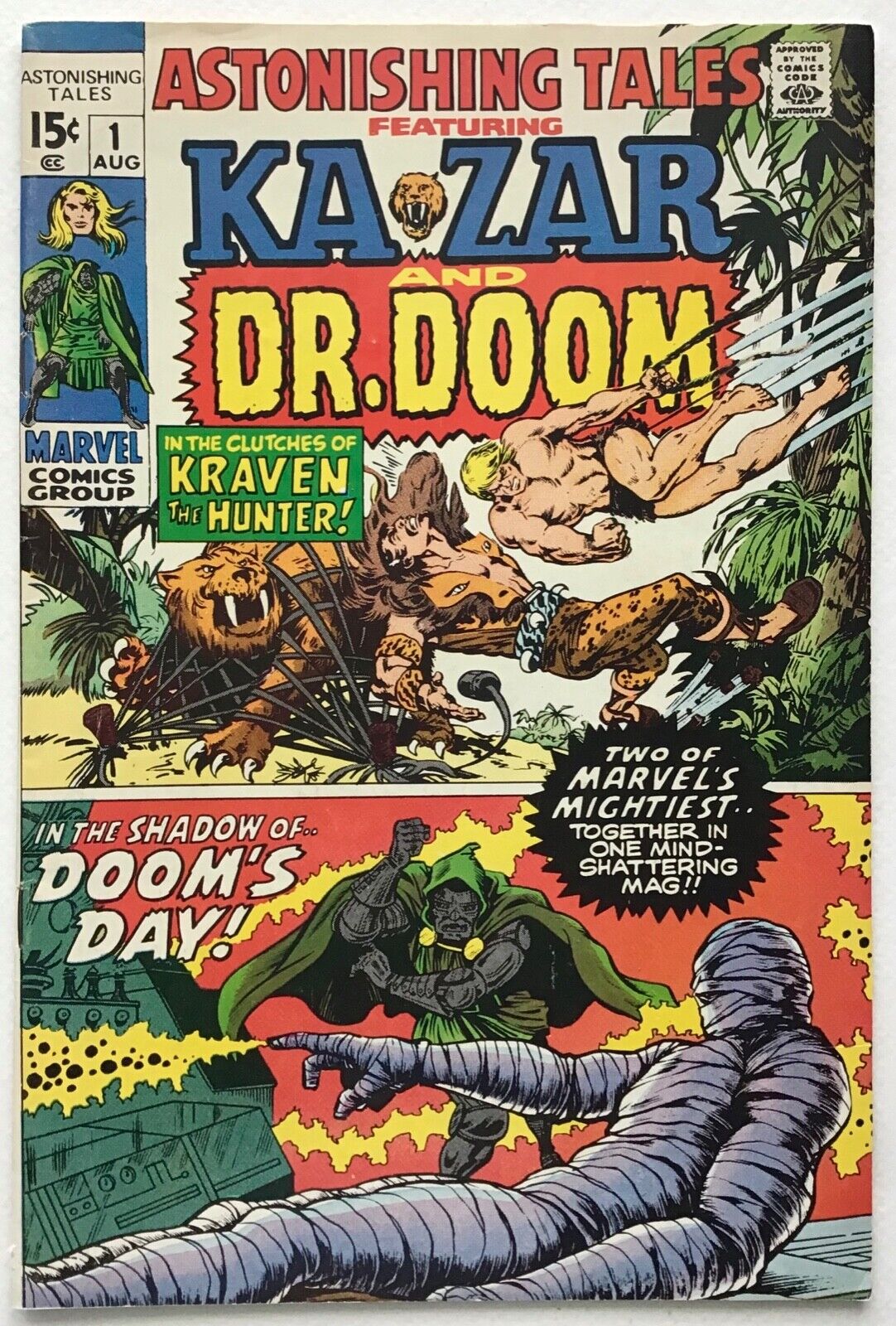 Astonishing Tales Featuring Ka-Zar Dr. Doom 1 VF- Stan Lee Jack Kirby Comb. Ship