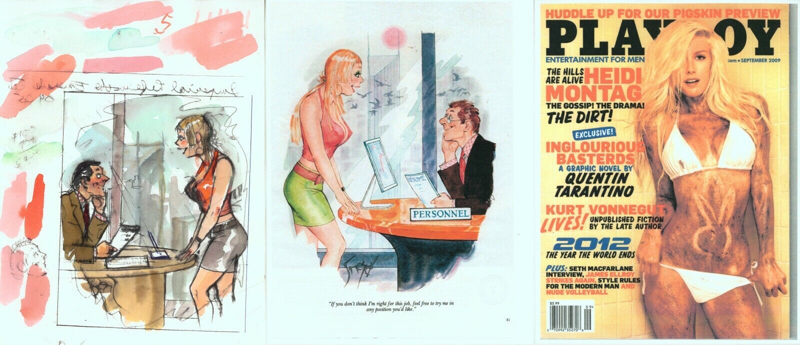 Doug Sneyd Signed Original Color Xerox Sketch Art Cartoon ~ Playboy Sept 2009
