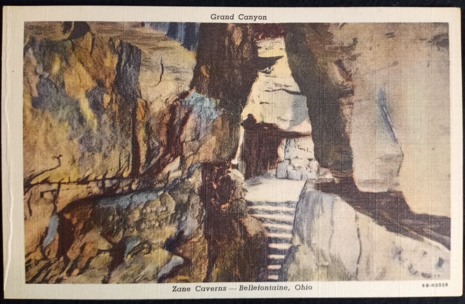 Bellefontaine Ohio OH Zane Caverns Cave Grand Canyon View c1940s Postcard A39