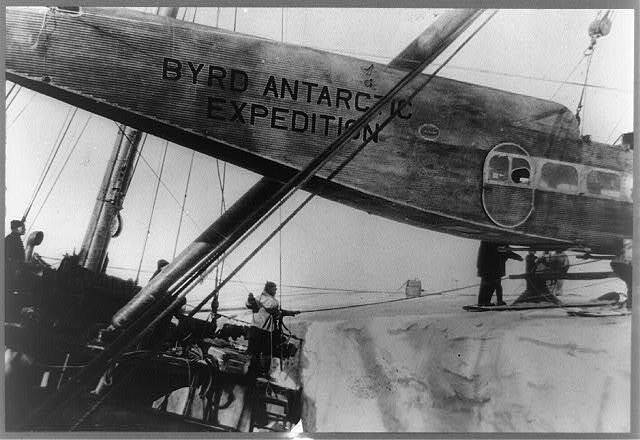 Load,tri-motored Ford plane,Richard Byrd,Eleanor Bolling,polar expedition,c1929