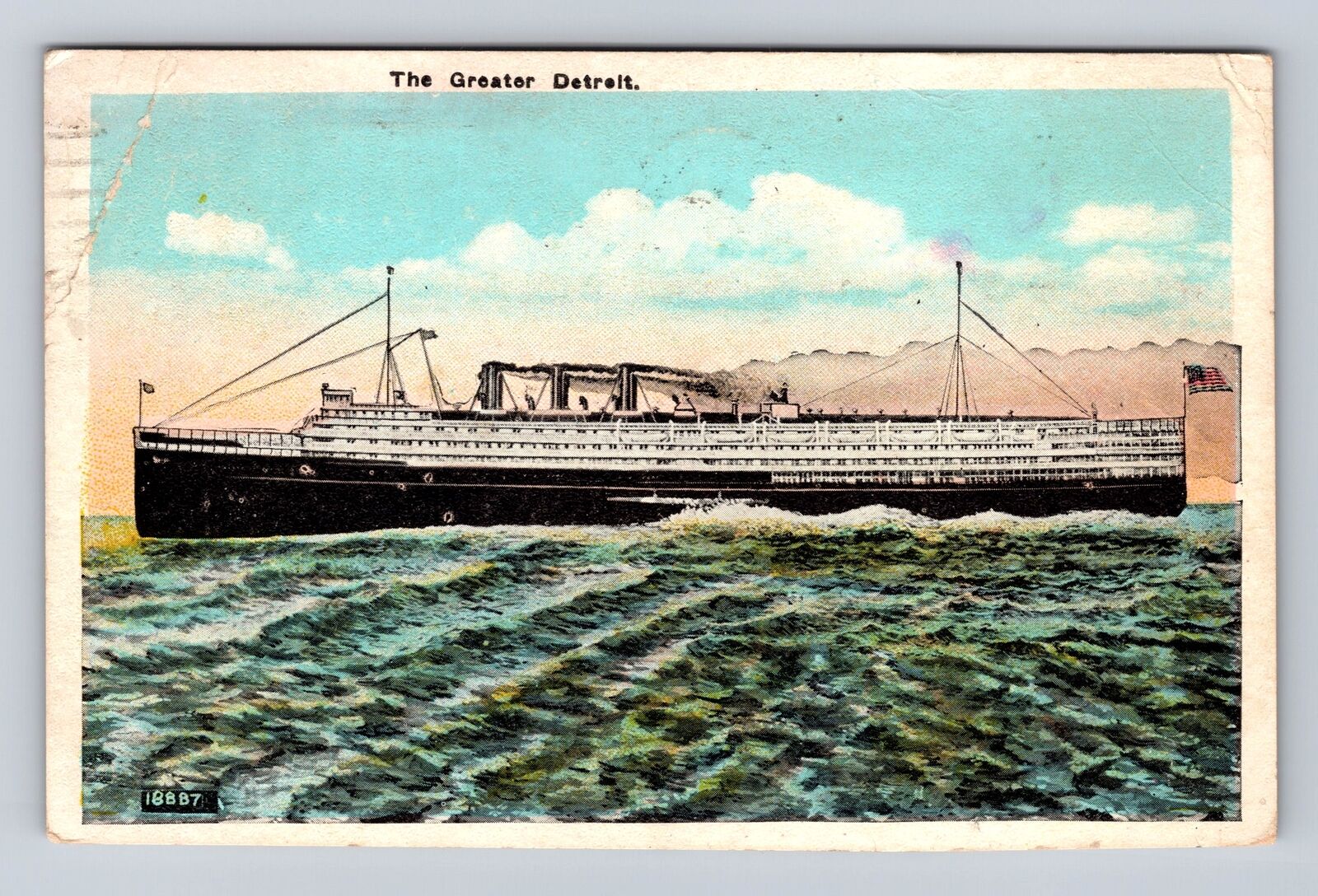 Detroit MI- Michigan, The Greater Detroit Ship, Antique, Vintage c1928 Postcard