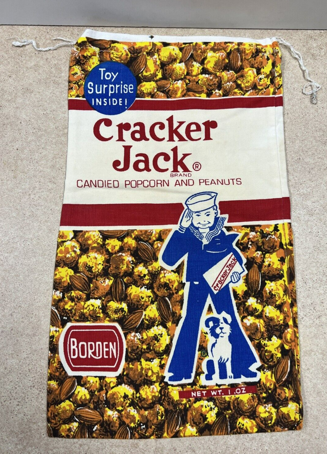 RARE Vintage Cracker Jack Pop Art PILLOW UNSTUFFED Fabric Craft Material 18x10\