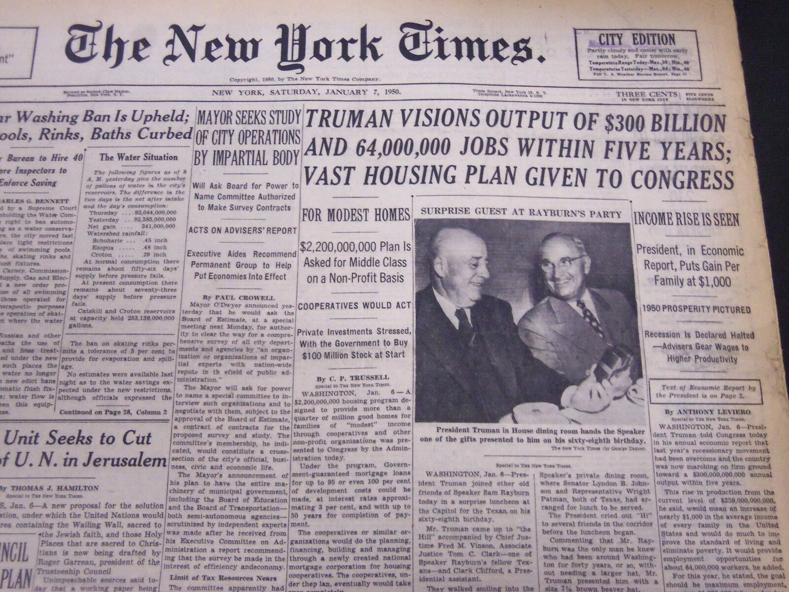 1950 JANUARY 7 NEW YORK TIMES - TRUMAN VISIONS OUTPUT OF $300 BILLION - NT 5144