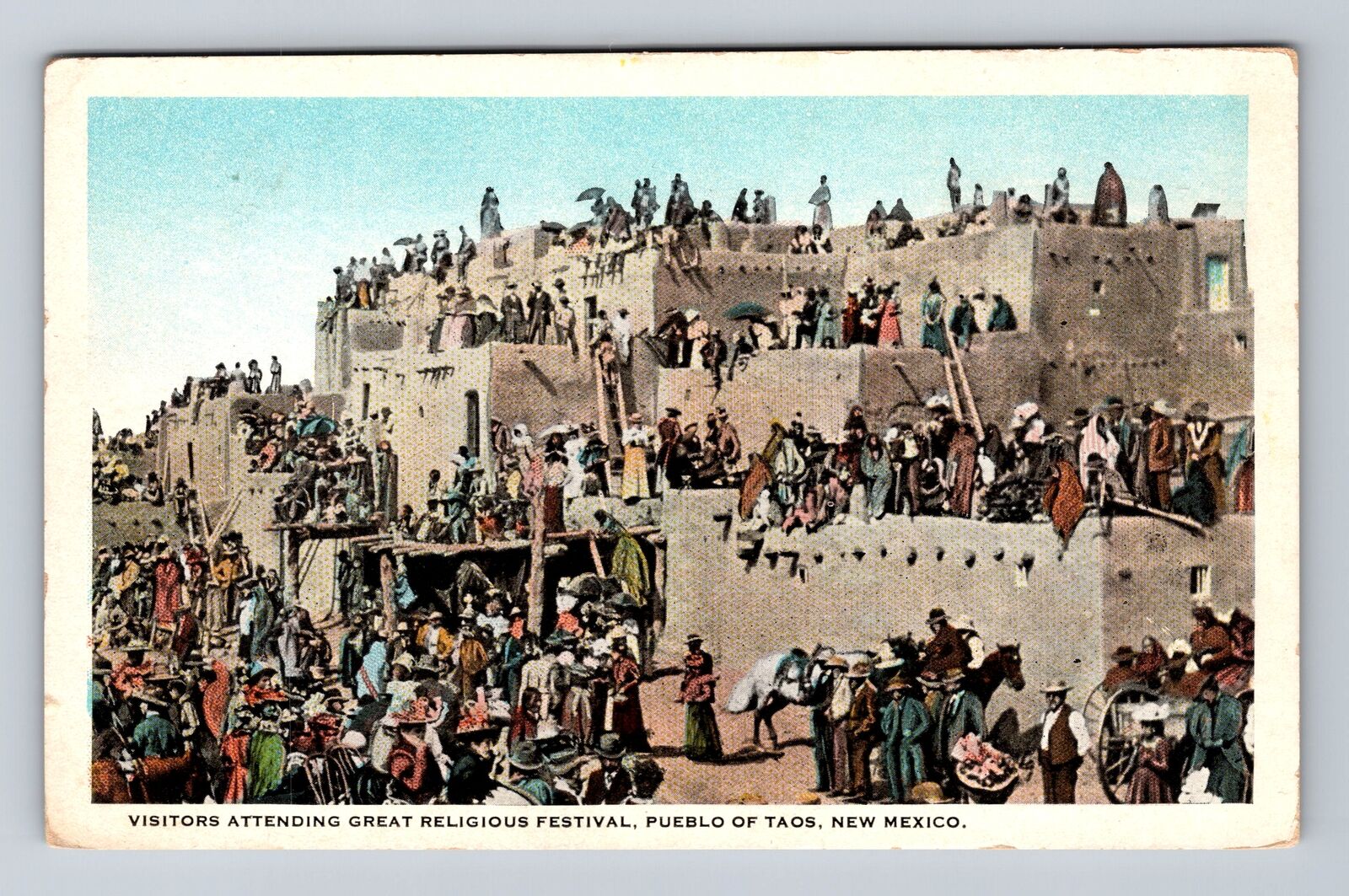 Taos NM-New Mexico Visitors Attending Great Religious Festival Vintage Postcard