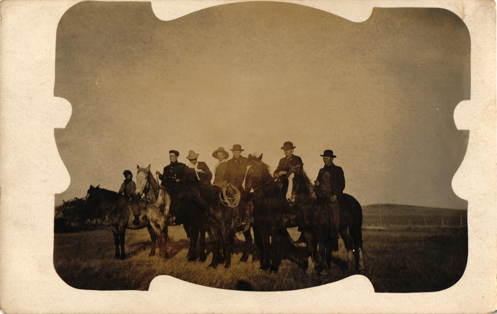 RPPC Postcard Cowboys Horses Postmarked Rhame North Dakota 1909