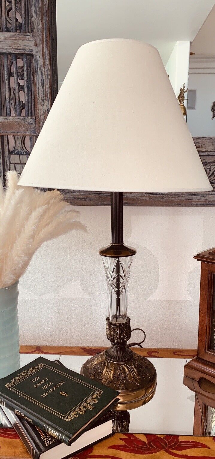Vintage MCM Glass And Bronze Starburst Lamp