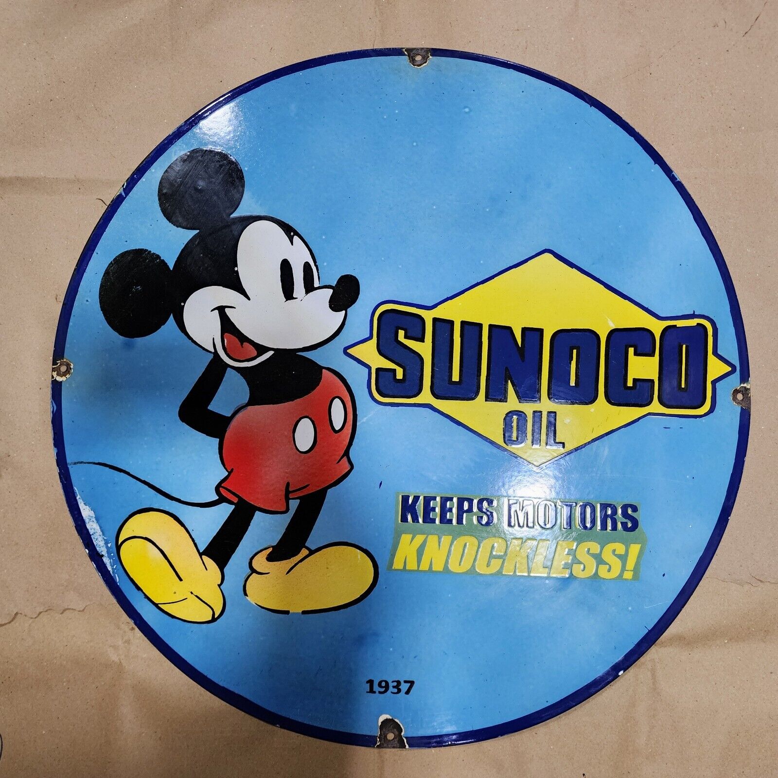 SUNOCO OIL PORCELAIN ENAMEL SIGN 30 INCHES ROUND