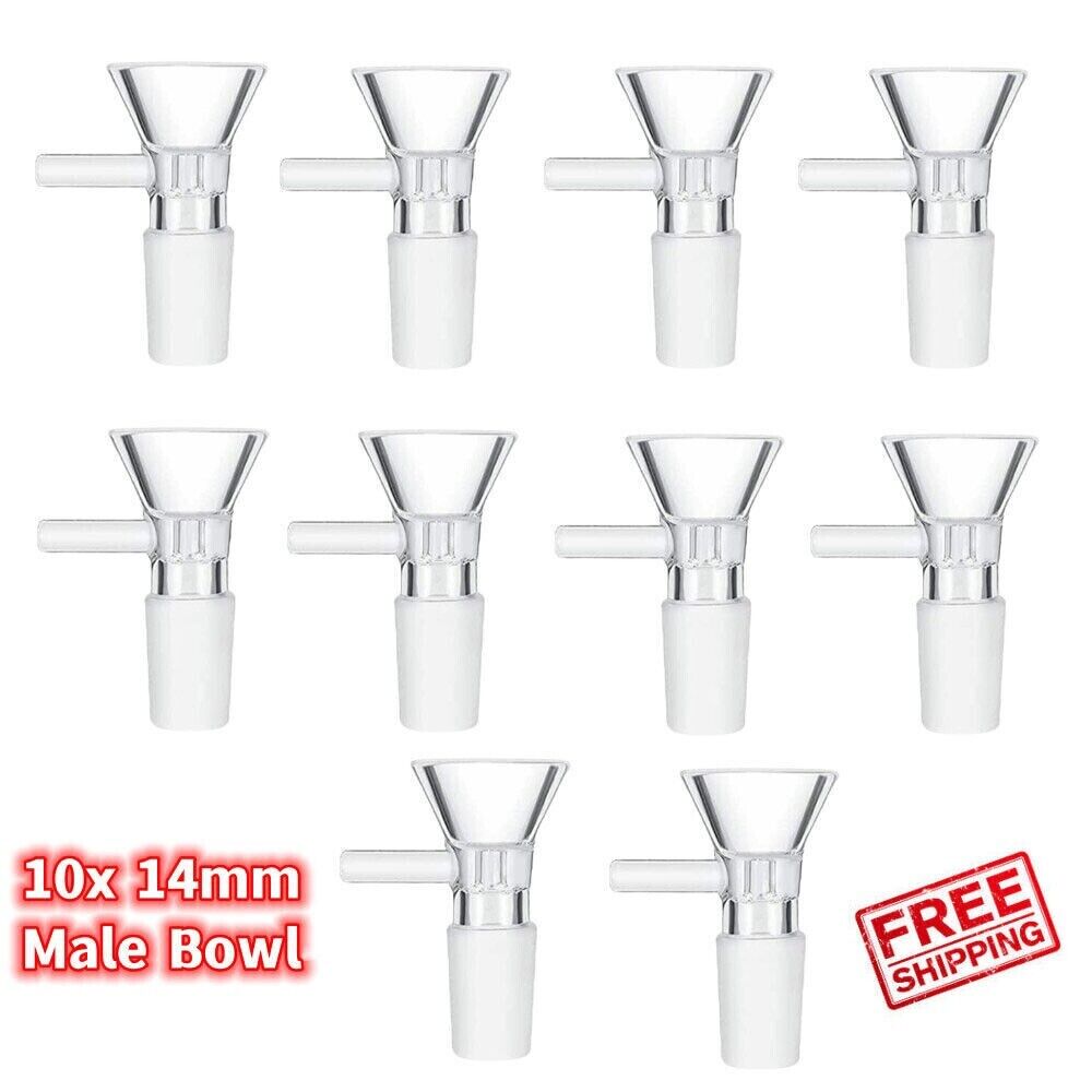 10Pack- Deal x14mm Male Glass Bowl For Water Pipe Hookah Bong Replacement Head