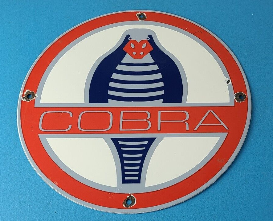 Vintage Ford Cobra Sign - Gas Pump Service Porcelain Sign - Porcelain Auto Sign