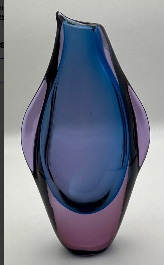Vintage 90’s Murano Sommerso Hand Blown Glass Vase Flavio Poli Formia Rare