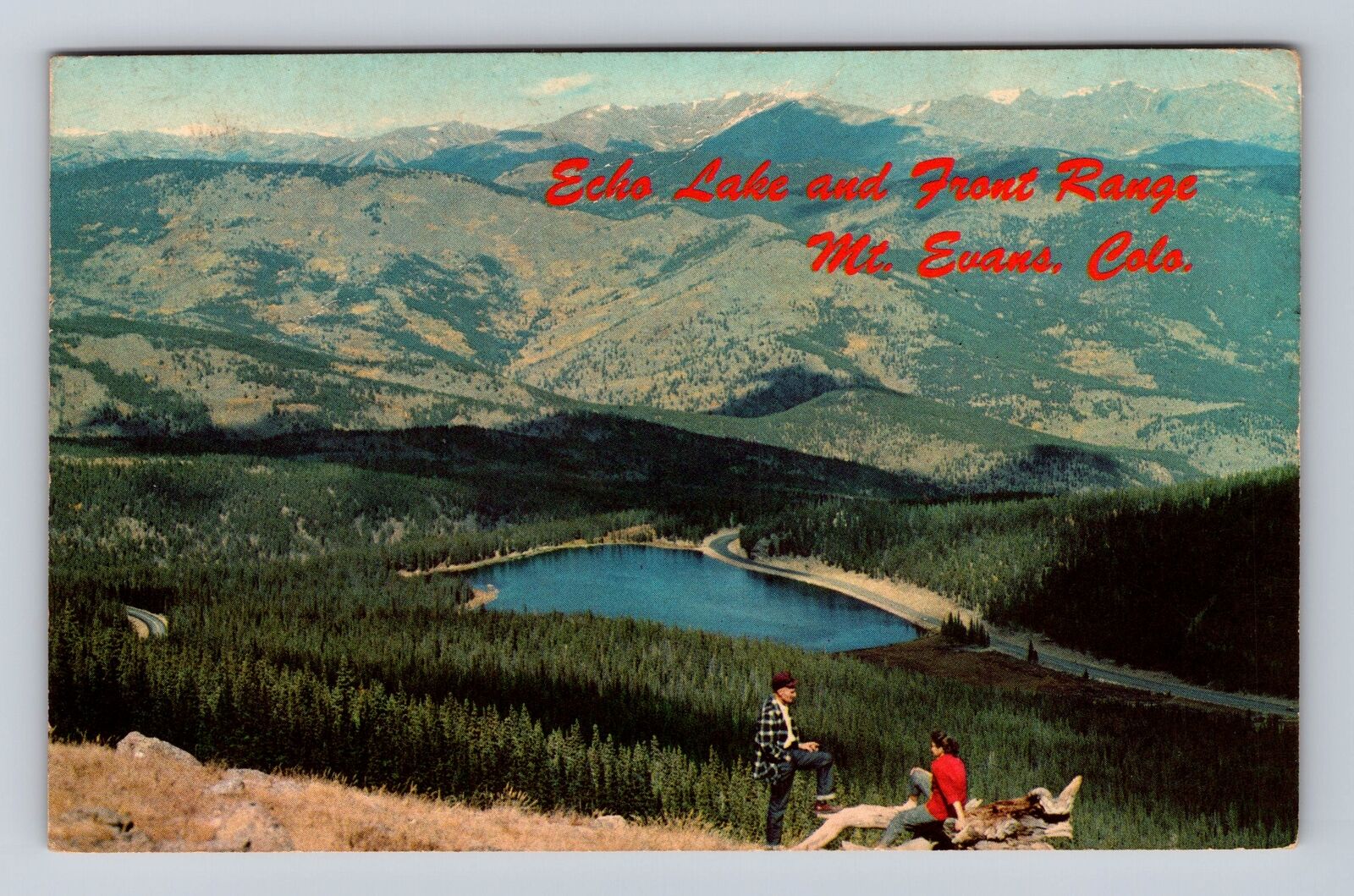 Mt Evans CO-Colorado, Echo Lake, Front Range, Antique Vintage Souvenir Postcard