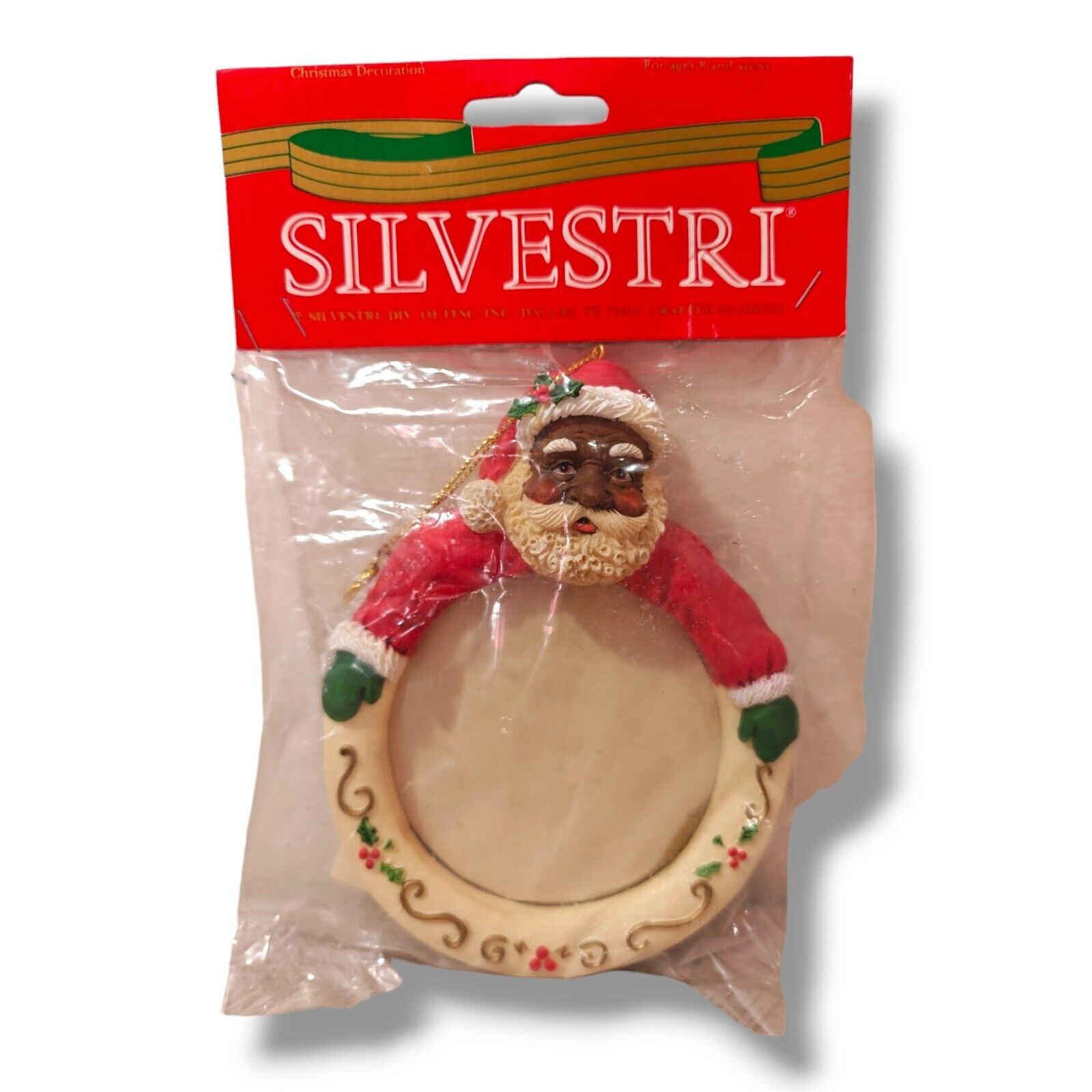 Vintage Silvestri African American Santa Claus Ornament Photo Holder NEW 