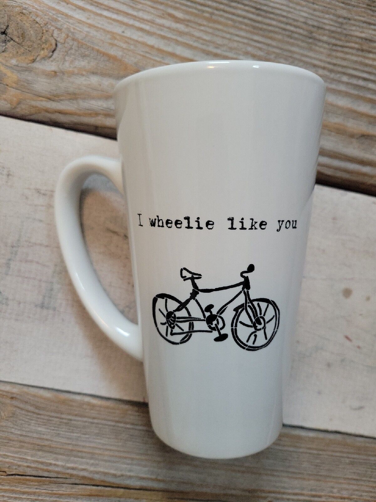 Sweet Bird + Co I Wheelie Like You Bicycle Design White Ceramic Mug